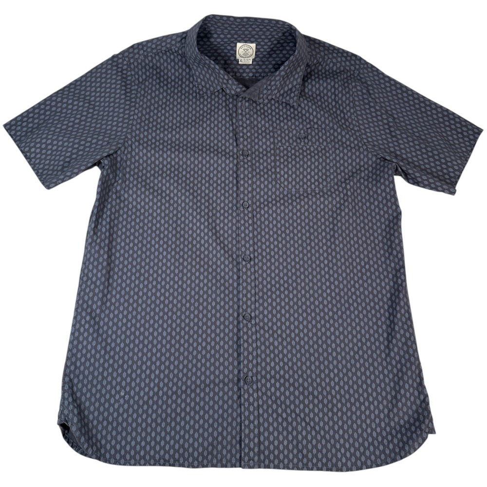 Voyager Mens XL Tall Button Up Short Sleeve Shirt Blue‎ Geometric Pattern Casual